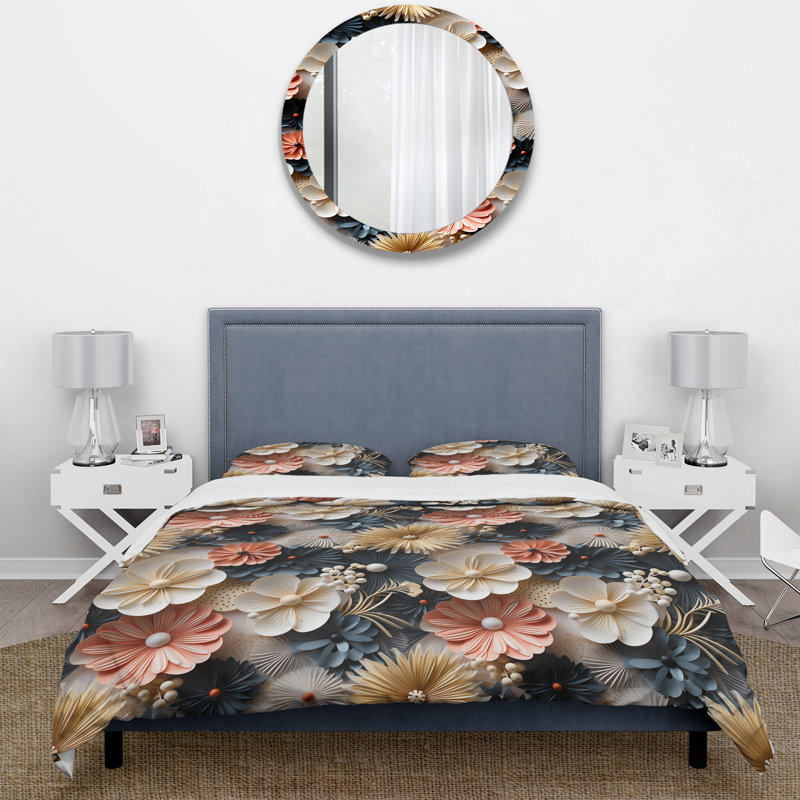 Literie sable et coquillages à motif tropical, Housse de couette pour très grand lit et 2 très