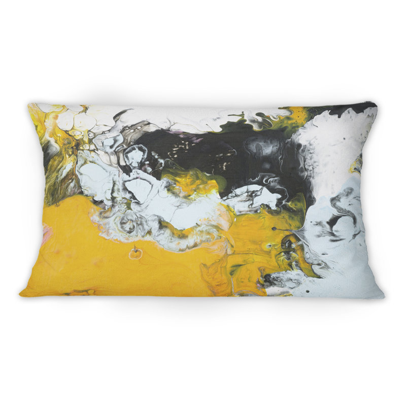 Coussin jaune jaune, noir et blanc
