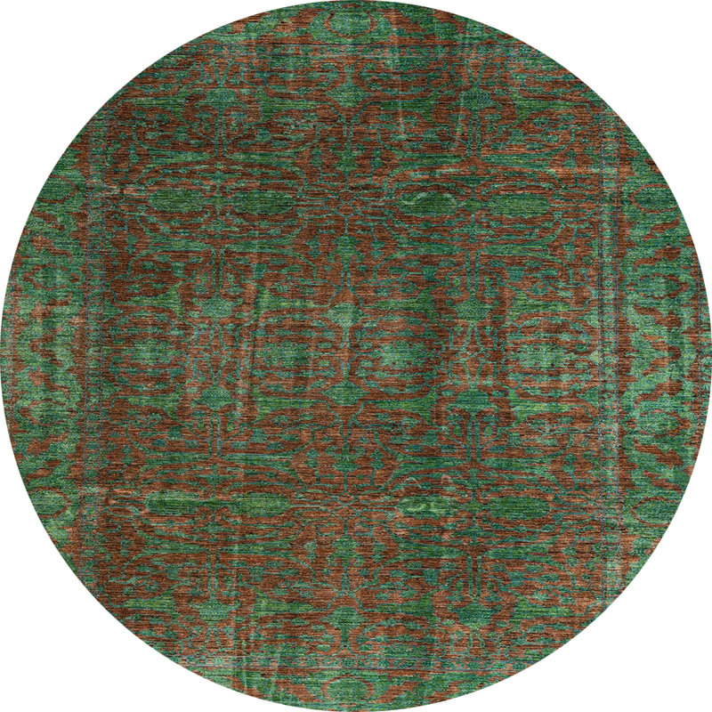 Tapis oriental brun / vert Veedersburg, Rond 7 pi