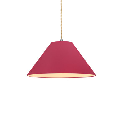 Radiance - Avola 1-Light Pendant - Cerise - Brushed Nickel - 11"W x 5.5"H - Replaceable Bulb - Beige Twist Cord