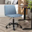 Fauteuil de bureau pivotant bleu - Hauteur réglable pour un confort optimal, tissu doux, base en métal, mousse épaisse, 5 positions, revêtement en tissu, rembourrage en mousse.