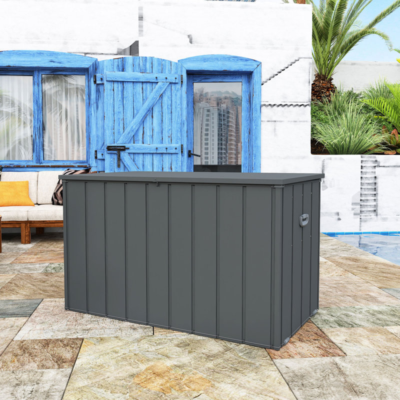 LUCROD 200 Gallon Large Durable Outdoor Storage and Weather Resistant Metal Deck Box