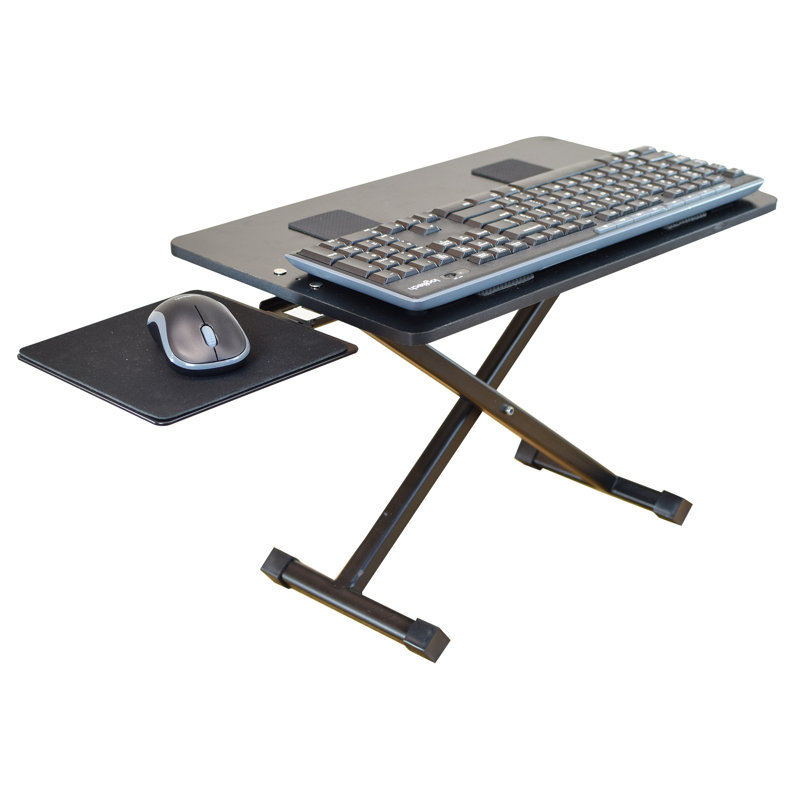 Adjustable Black Metal Ergonomic Keyboard Stand with Mouse Pad