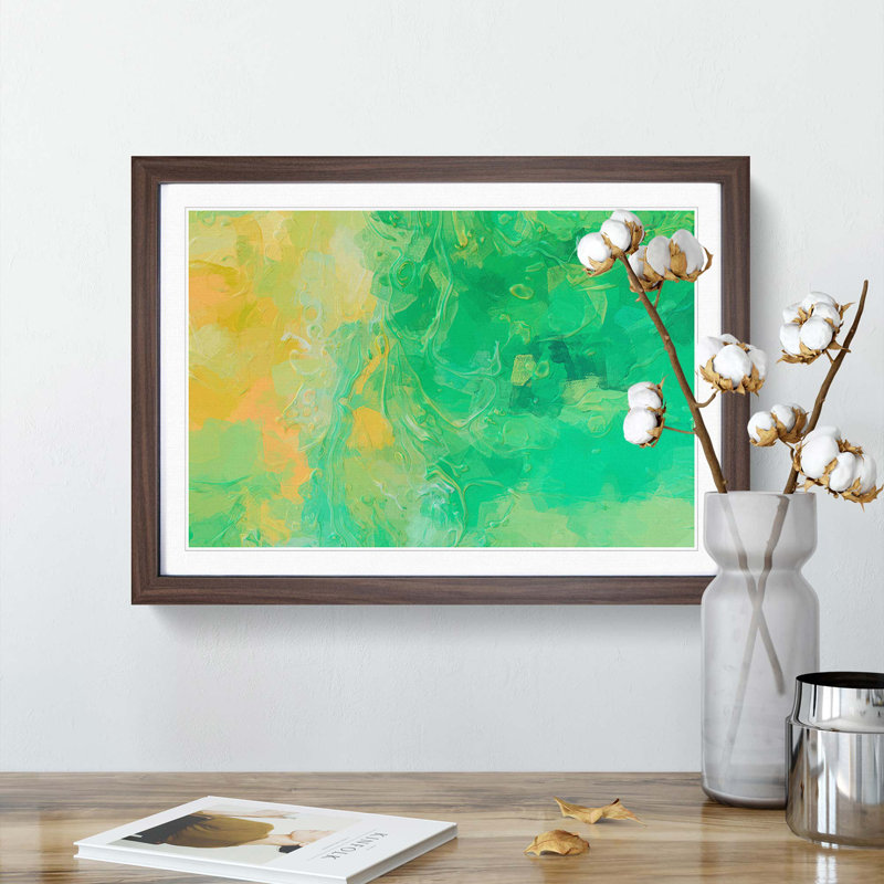 Hold Me in Abstract - Picture Frame Painting Print, 27cm H x 36cm W x 2cm D, Walnut Framed