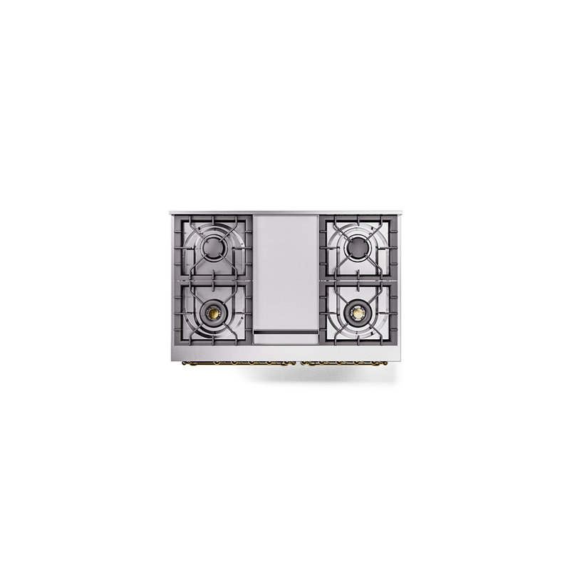 Cuisinière à double combustible de 40 po avec 6 brûleurs scellés et plaque chauffante ILVE Nostalgie II Series (porte pleine)