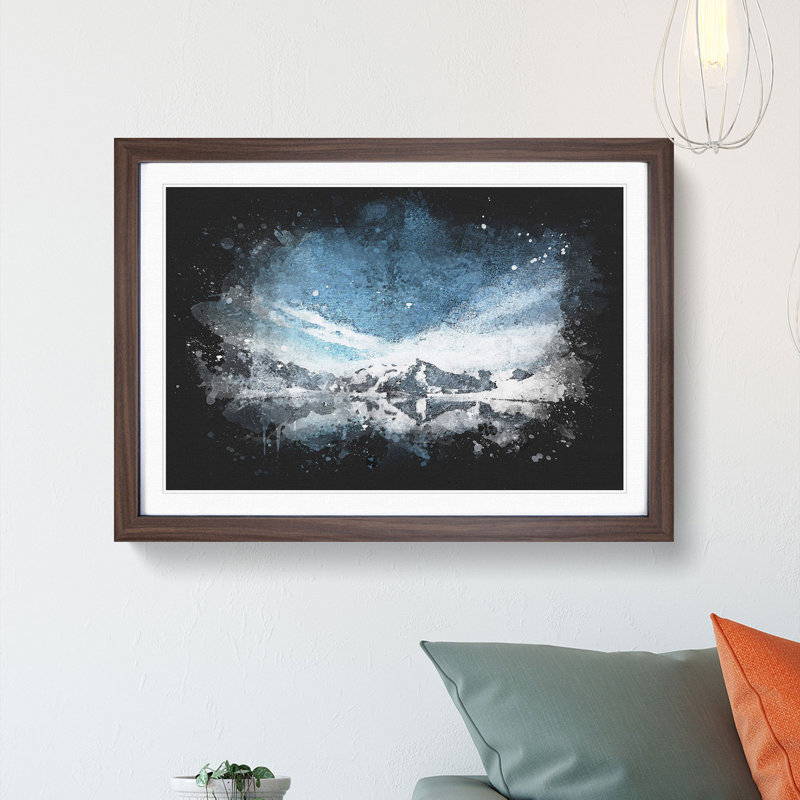 Winter Mountain Reflection - Picture Frame Graphic Art Print, 45cm H x 63cm W x 2cm D, Walnut Framed