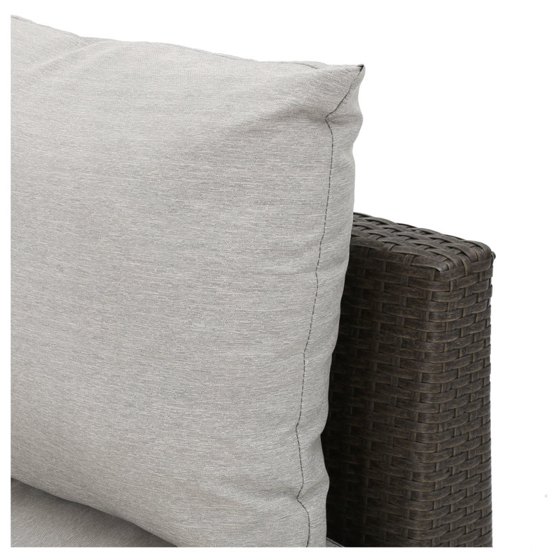 Canapé d'extérieur simple avec coussins imperméables - Fauteuil de patio en rotin PE brun