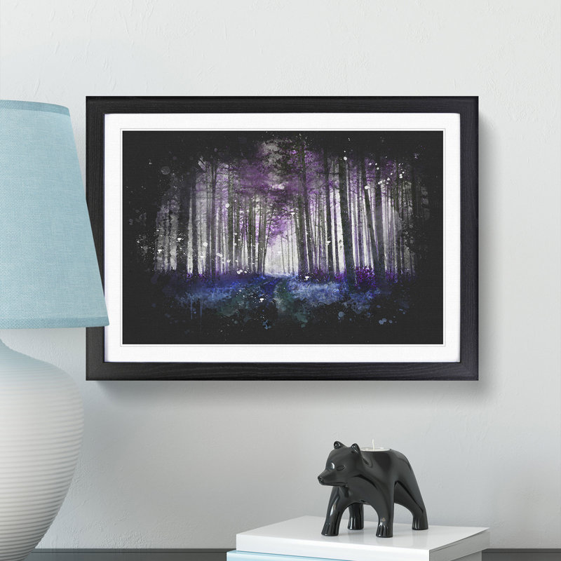 Path Through A Purple Forest - Single Picture Frame Print on MDF, 24cm H x 33cm W x 2cm D, Black Framed