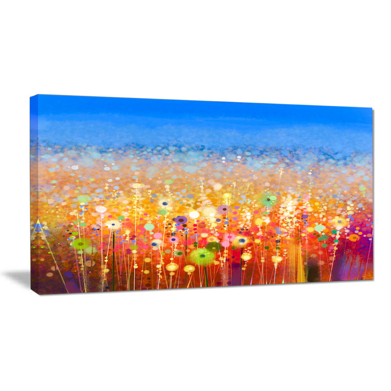«Abstract Flower Field Watercolor», reproduction d'art sur toile tendue, H 16 po x l 32 po x P 1 po