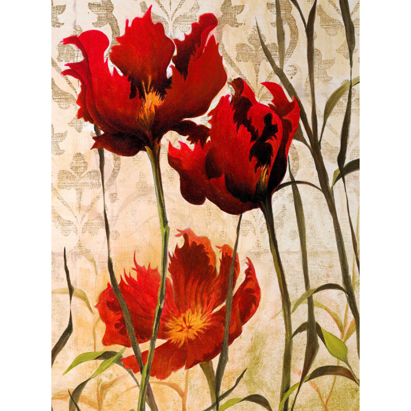 Fleurs rouges - reproduction sur toile tendue, H 32 po x l 24 po