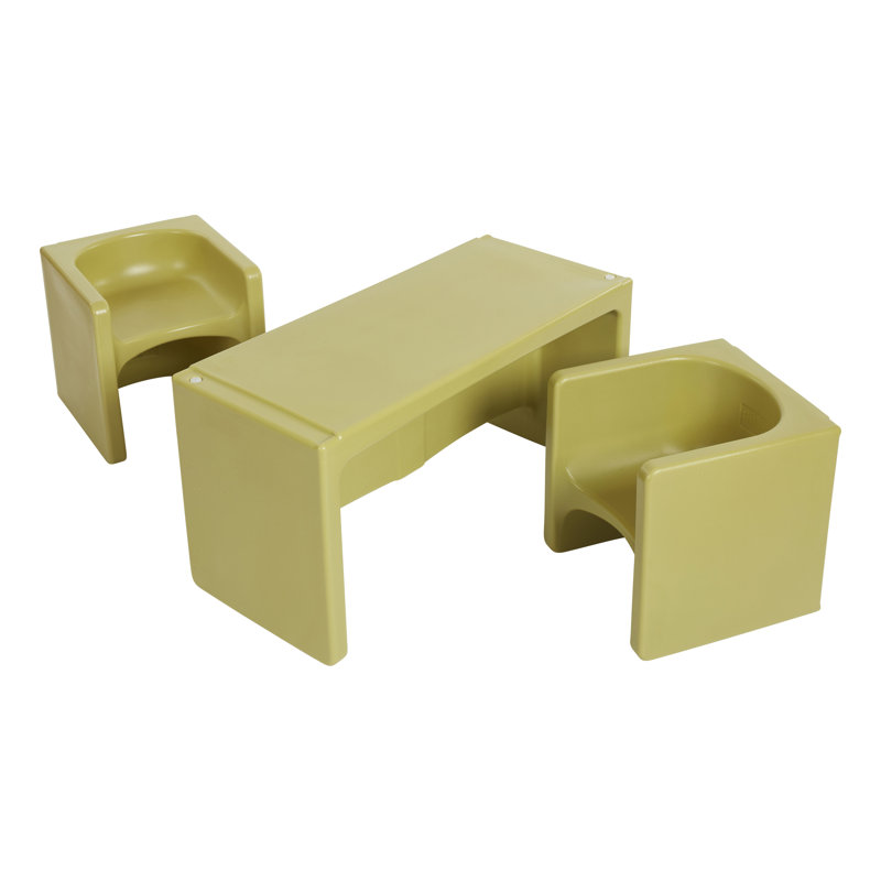 Fern Green Plastic Multipurpose Table and Cube Chair Set