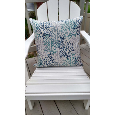 Coastal Floral Cotton Blend Outdoor Throw Pillow