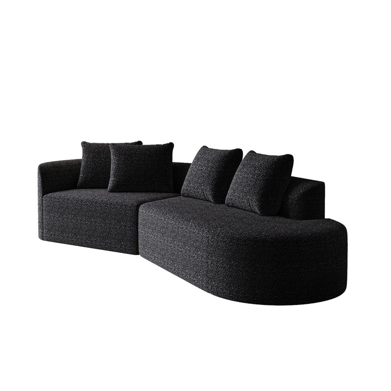Canapé surdimensionné 4 pièces en chenille, Orienté à gauche (vu de face), Chenille noir