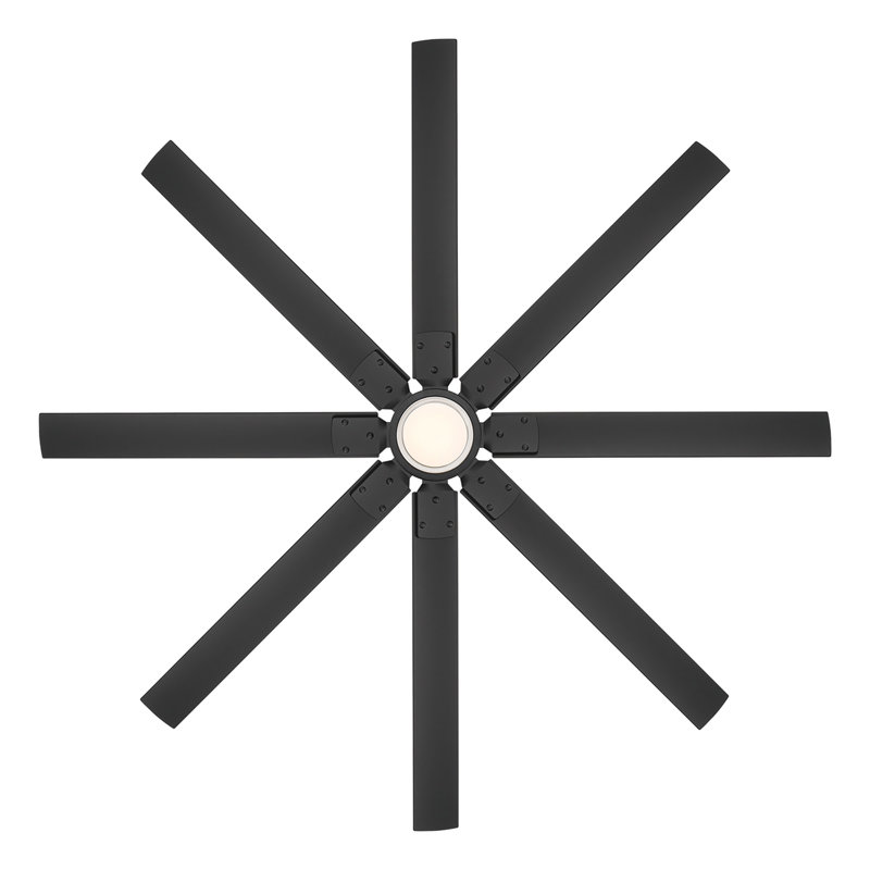 Renegade 8 - Blade Outdoor Integrated LED Smart Standard Ceiling Fan with Remote Control and Light Kit Included, Matte Black