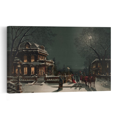 «Christmas Eve, C.1890», cheval contemporain contemporain, paysage d'hiver, reproduction d'art