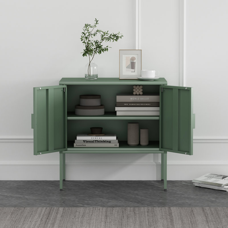 Ava 24" Metal Accent Cabinet In Sage Green, Sage Green