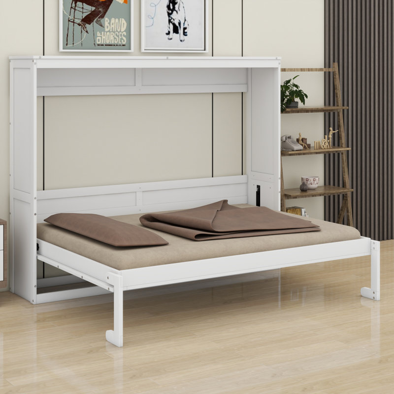 Lit escamotable avec mécanisme escamotable Murphy, Lit double, Blanc