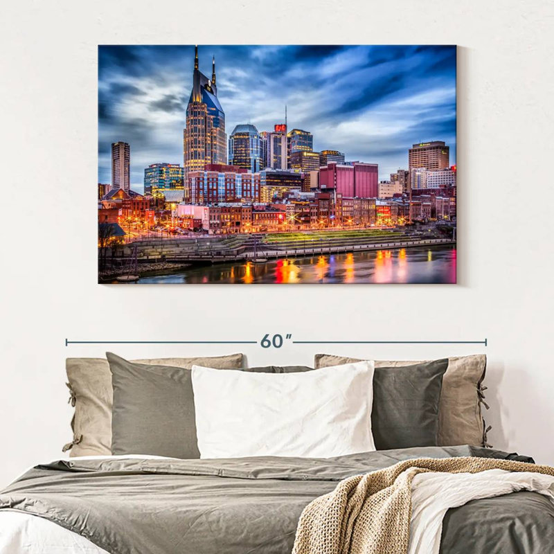 " Vivid Nashville Skyline ", 34" H x 51" W x 1.25" D