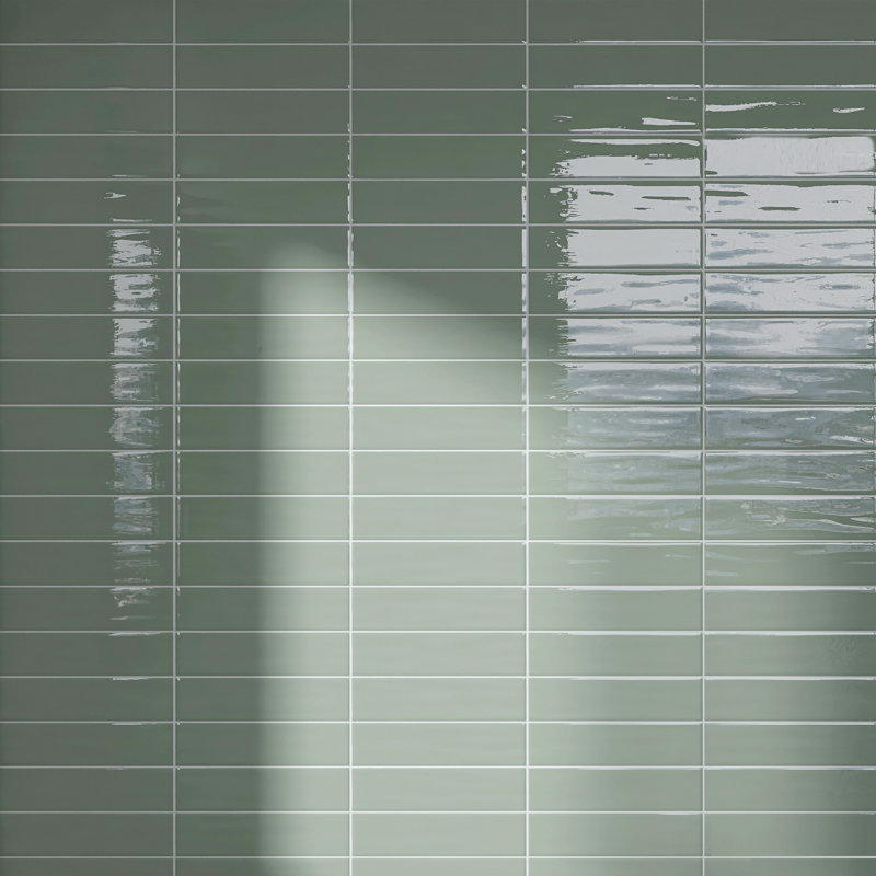 Carreau de mur de métro en céramique polie 2,95 po x 11,81 po Zarati, Vert jade