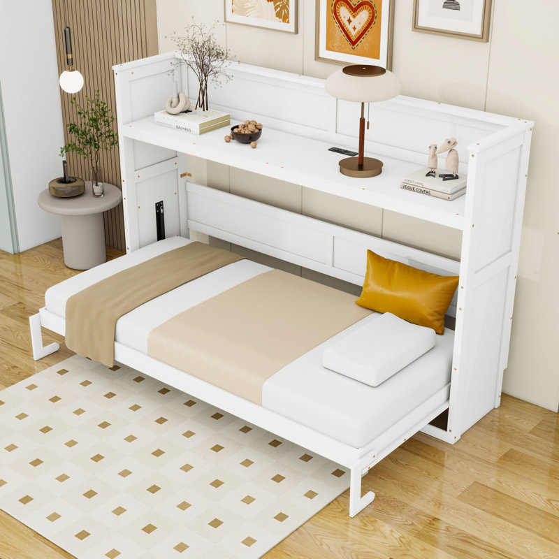 Lit escamotable simple en bois avec lumière DEL et station de charge USB