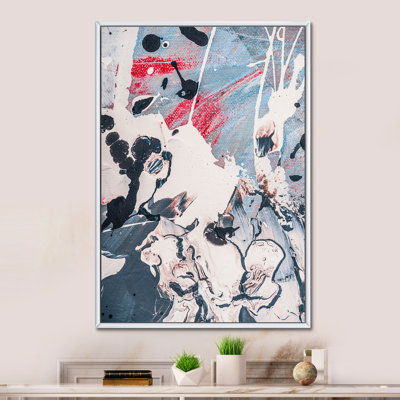Black Red and White Colors Spatters - Picture Frame Print on Canvas