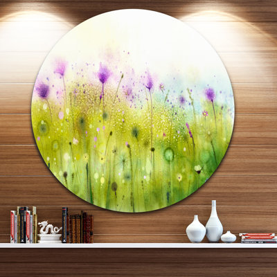 Vert, mauve, cosmos abstrait de fleurs - impression