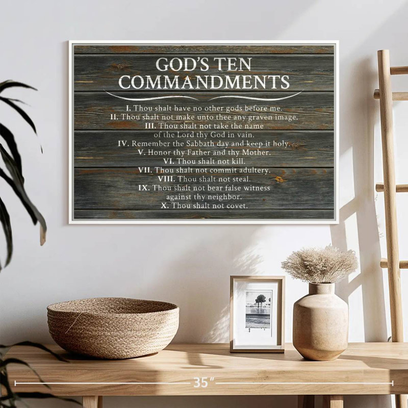Ten Commandments, 25" X 17", Floating Frame White