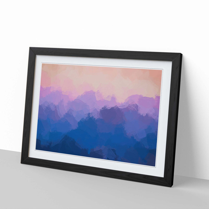 Colourful Mountains in Abstract - Picture Frame Painting Print, 36cm H x 48cm W x 2cm D, Black Framed