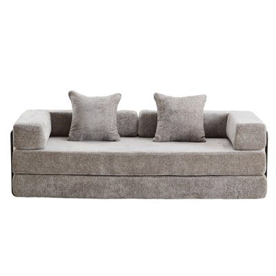 Canapé-lit rembourré convertible avec 2 coussins, canapé-lit pliant amovible, canapé-lit de plancher, canapé-lit modulaire modulaire - aucun assemblage requis, structure de forme fixe, pour les petits espaces