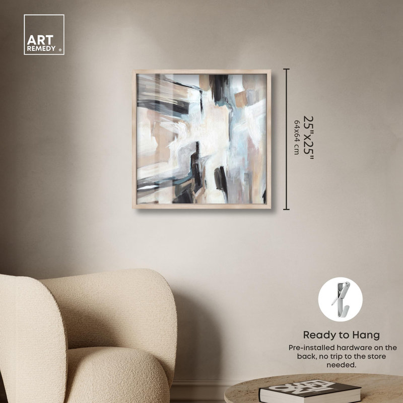 Décoration murale Melodious Art Shadowbox Print Coastal par Art Remedy, H 25 po x l 25 po, Crème, crème
