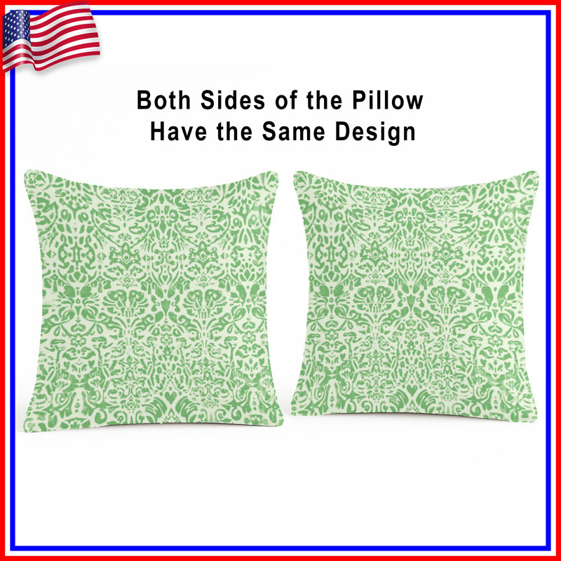 Coussins décoratifs Green Damask, 16 x 16 pouces