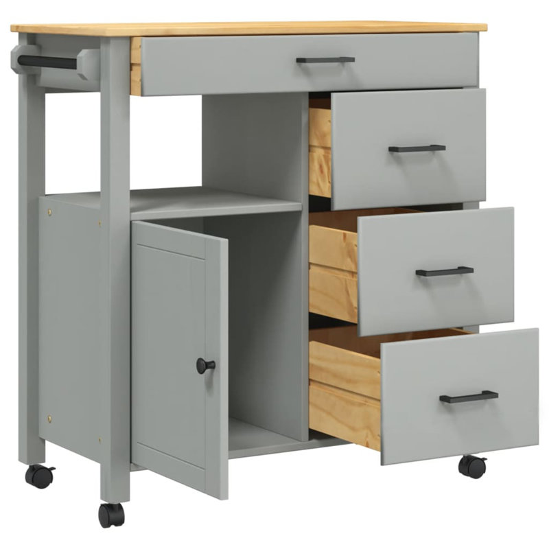 Solid Wood Bar Cart, Grey