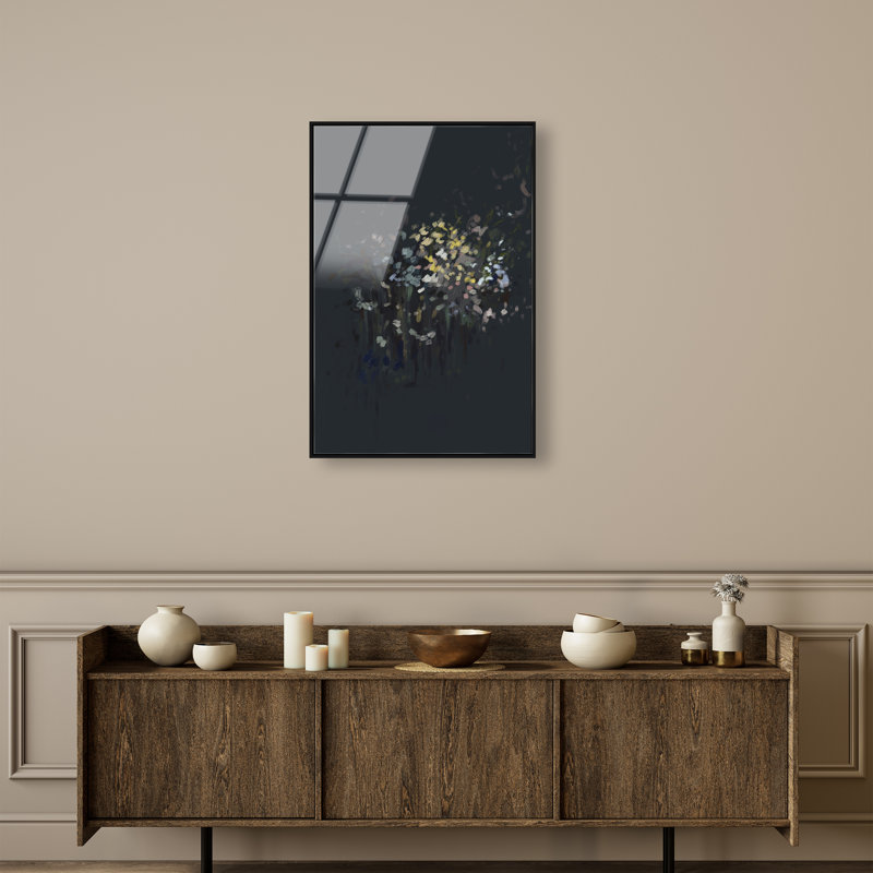 Midnight Flowers Print by Oliver Gal, 25"H x 37"W, Black Floater Frame