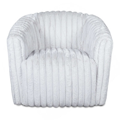 Fauteuil pivotant en velours blanc Mira