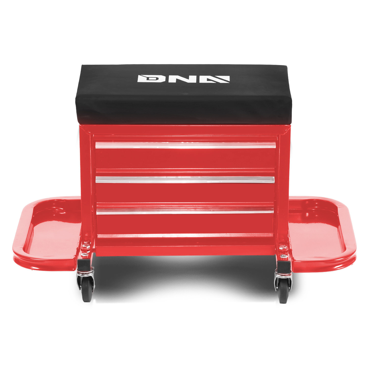 DNA Motoring TOOLS-00261 Red Tool Chest Rolling Mechanic Seat with Tool Trays