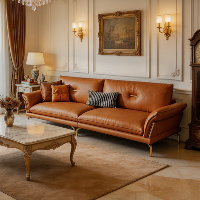 Orange Genuine Leather Modular Sofa