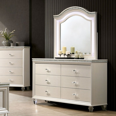 Commode 6 tiroirs avec miroir Geovana