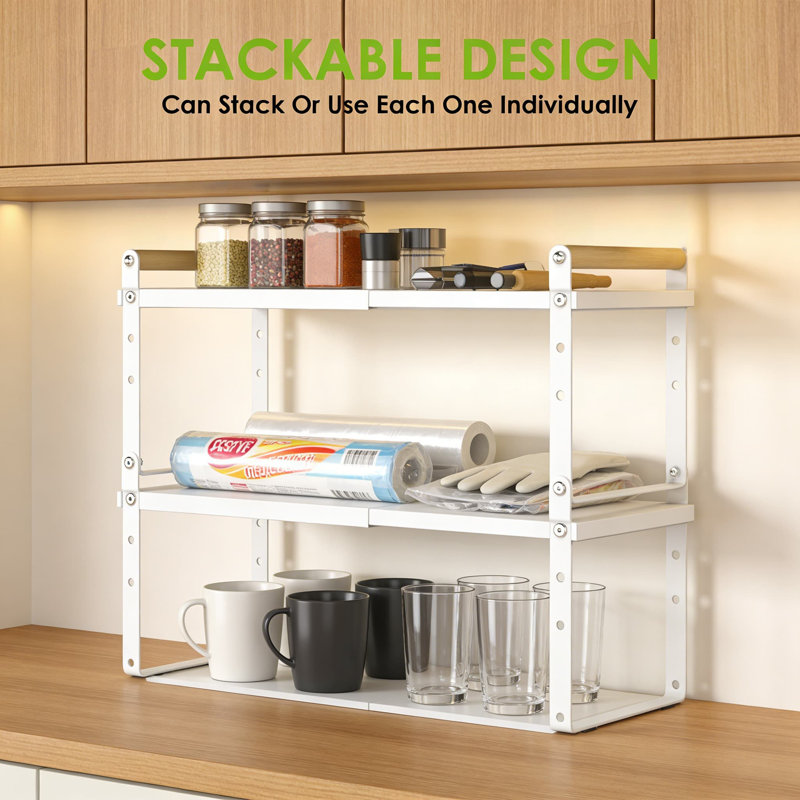 Étagère d'armoire extensible et empilable, étagère à épices réglable et rangement pour garde-manger, cuisine, salle de bain et bureau