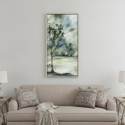 «Forest Grove I», reproduction d'art sur cadre flottant argenté