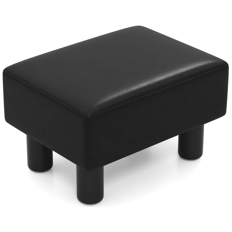 Stimpson Faux Leather Ottoman, Red Faux Leather