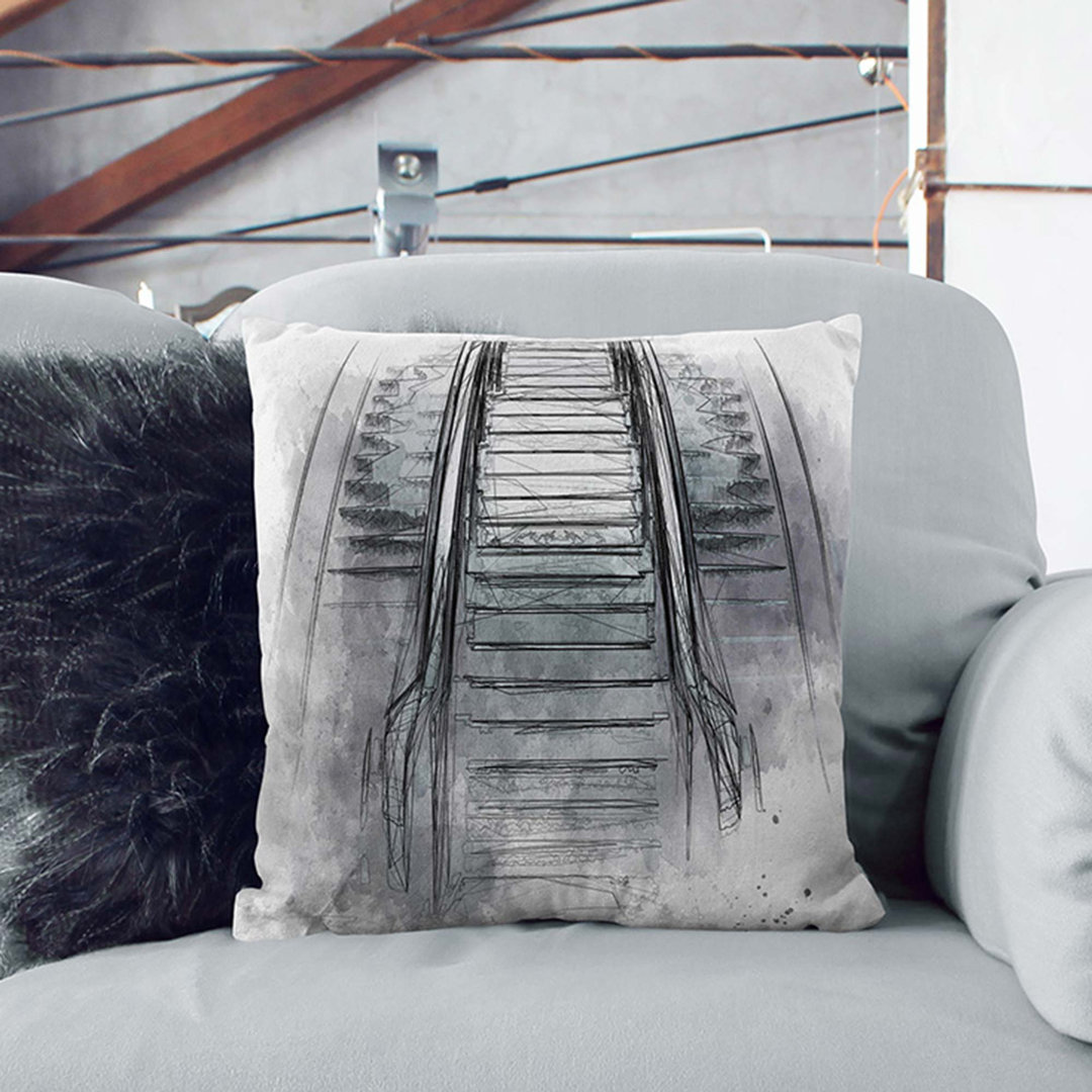 Escalator Heading up in Abstract Cushion with Filling