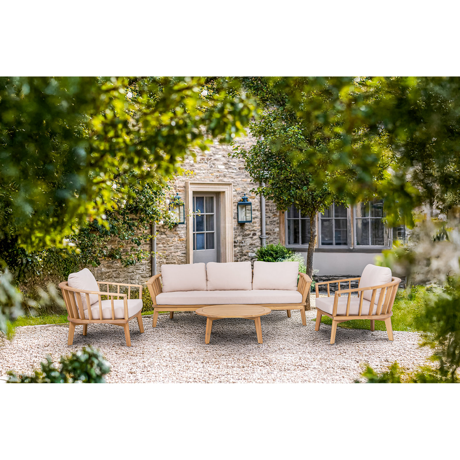 Dacey 5-Person Acacia Complete Patio Set