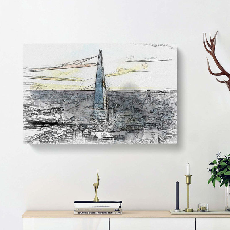 The Shard London England Skyline In Abstract - Wrapped Canvas Print, 35cm H x 50cm W x 3cm D
