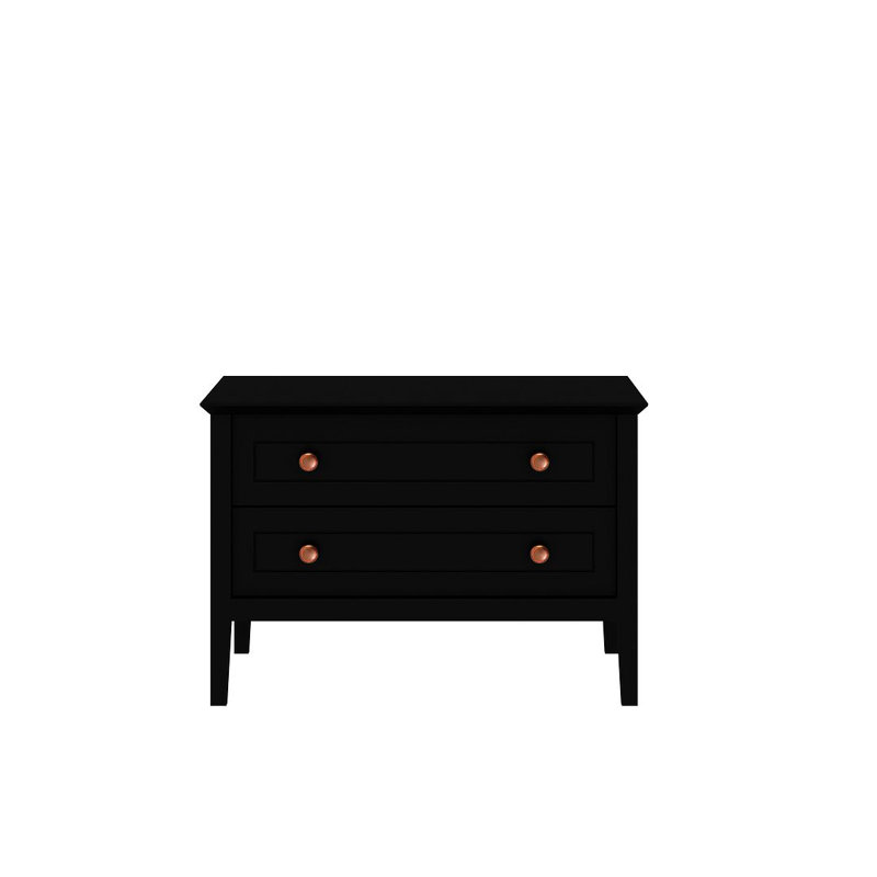 Commode 2 tiroirs Crown, Noir