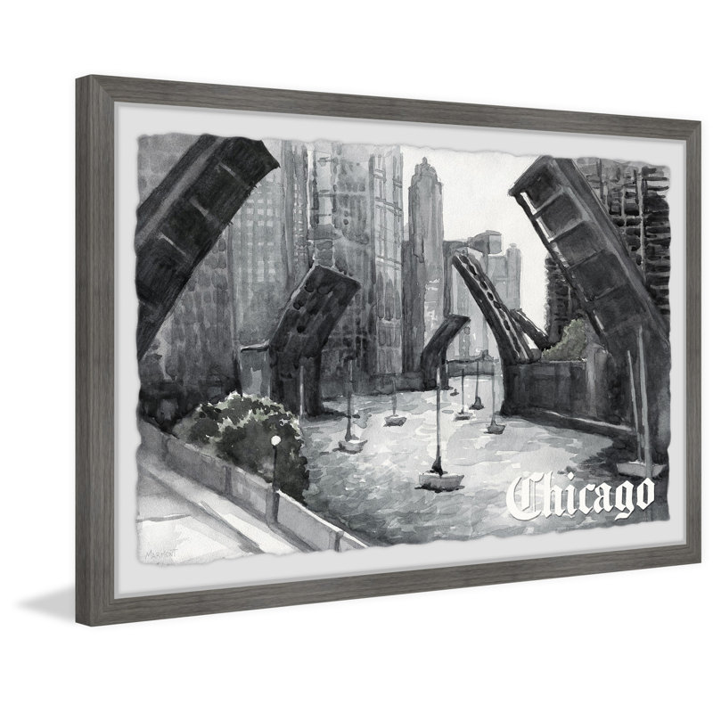 The River Bridges of Chicago - Cadre photo, reproduction, impression sur papier, H 24 po x l 36 po x 1,5 po
