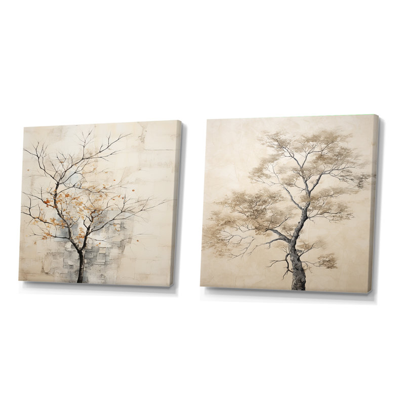 Minimalisme - Arbre d'érable beige Melody, H 16 po x l 33 po, Toile tendue