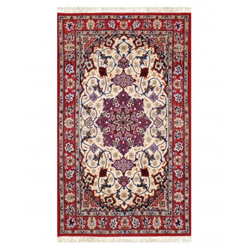 Tapis beige / mauve en laine / coton Mikenya
