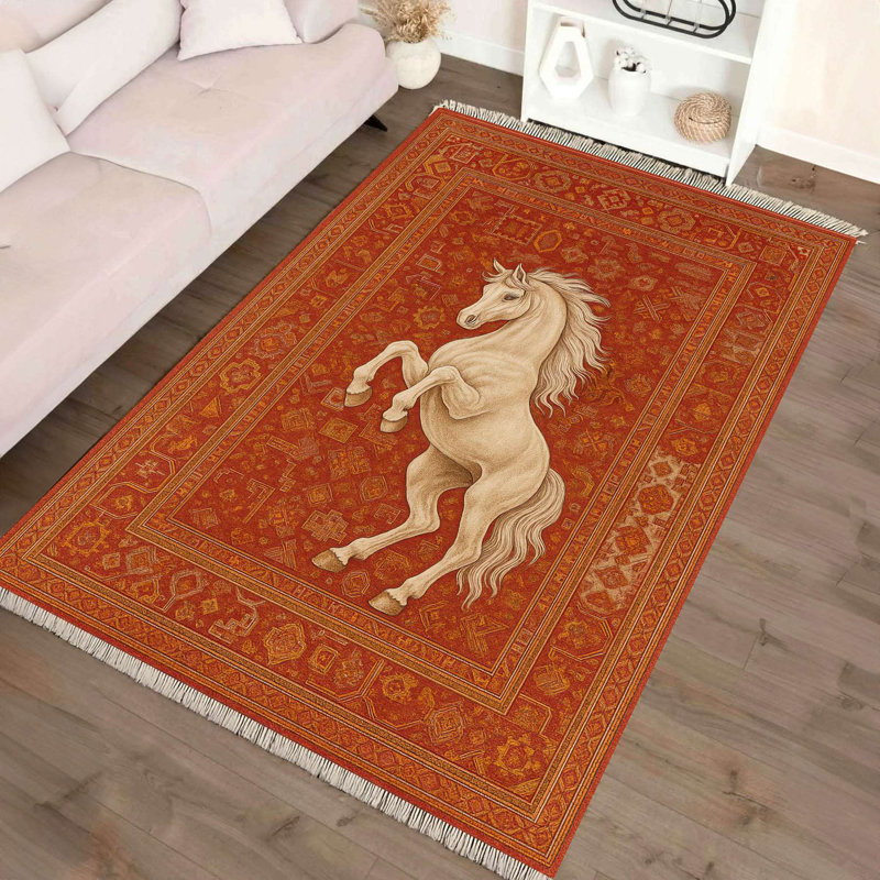 Tapis rouge à imprimé tribal