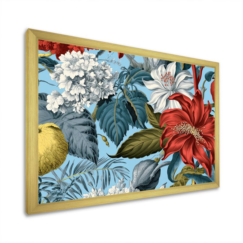 «Soft Colors Lilies Collage III», art mural sur toile, Cadre doré simple, H 24 po x l 32 po x P 1 po