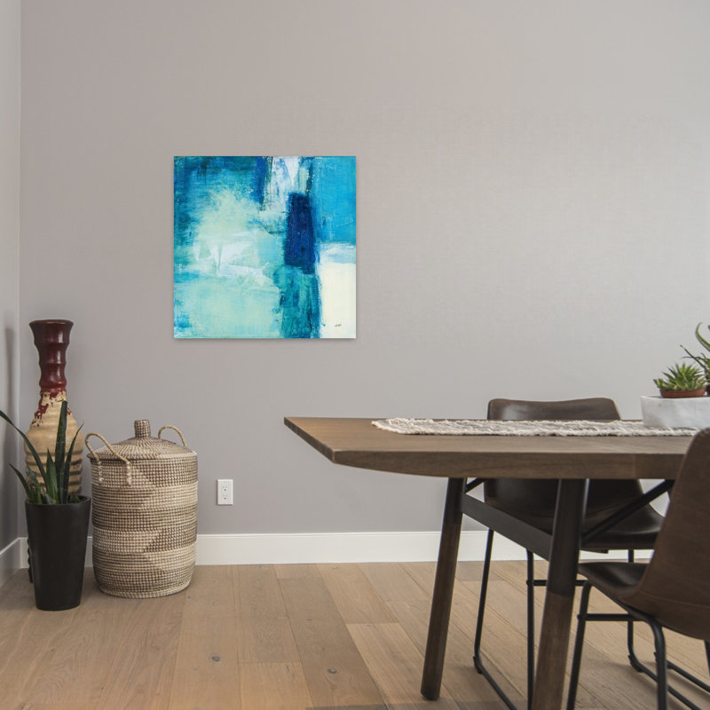 Coastal Rhapsody II avec art abstrait aqua, H 24 po x l 24 po